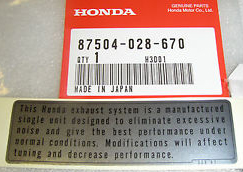 Honda 750 exhaust sticker 87504-028-670